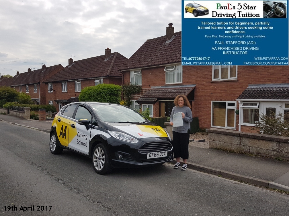 First Time Driving Test Pass Holly James with Pauls 5 star driving tuition